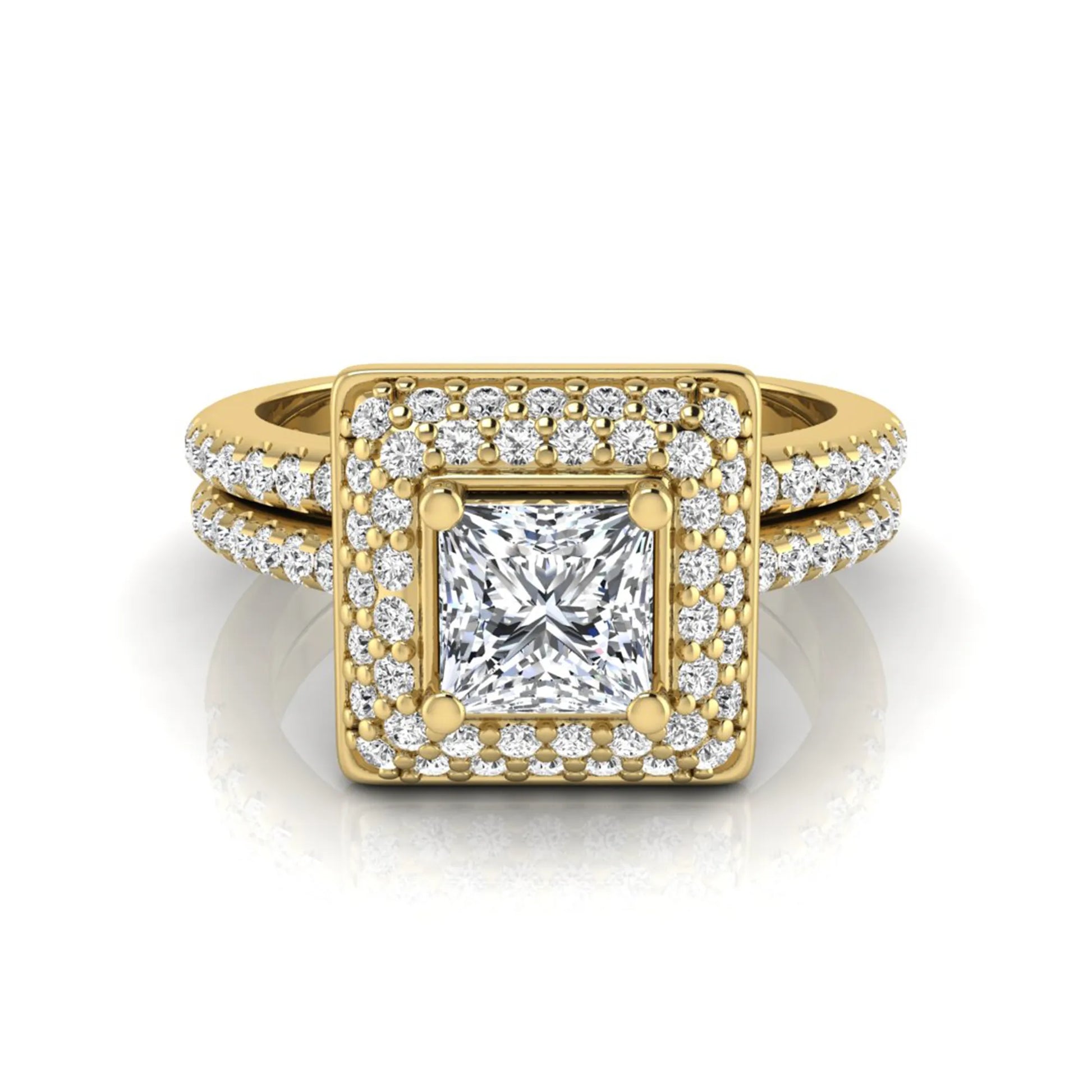 Princess Cluster Prong Set Lab Grown Diamond Engagement Ring