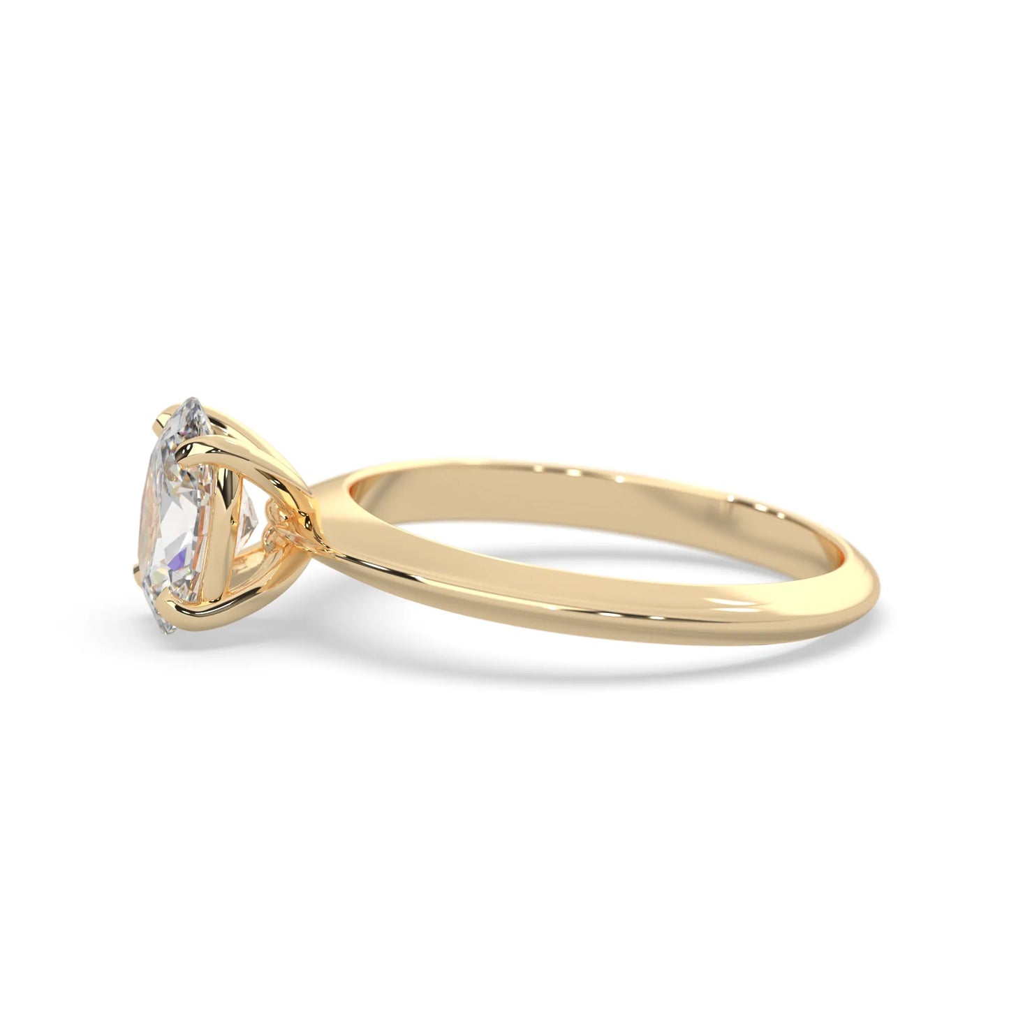 yellow-Gold ring with a diamond on a white background