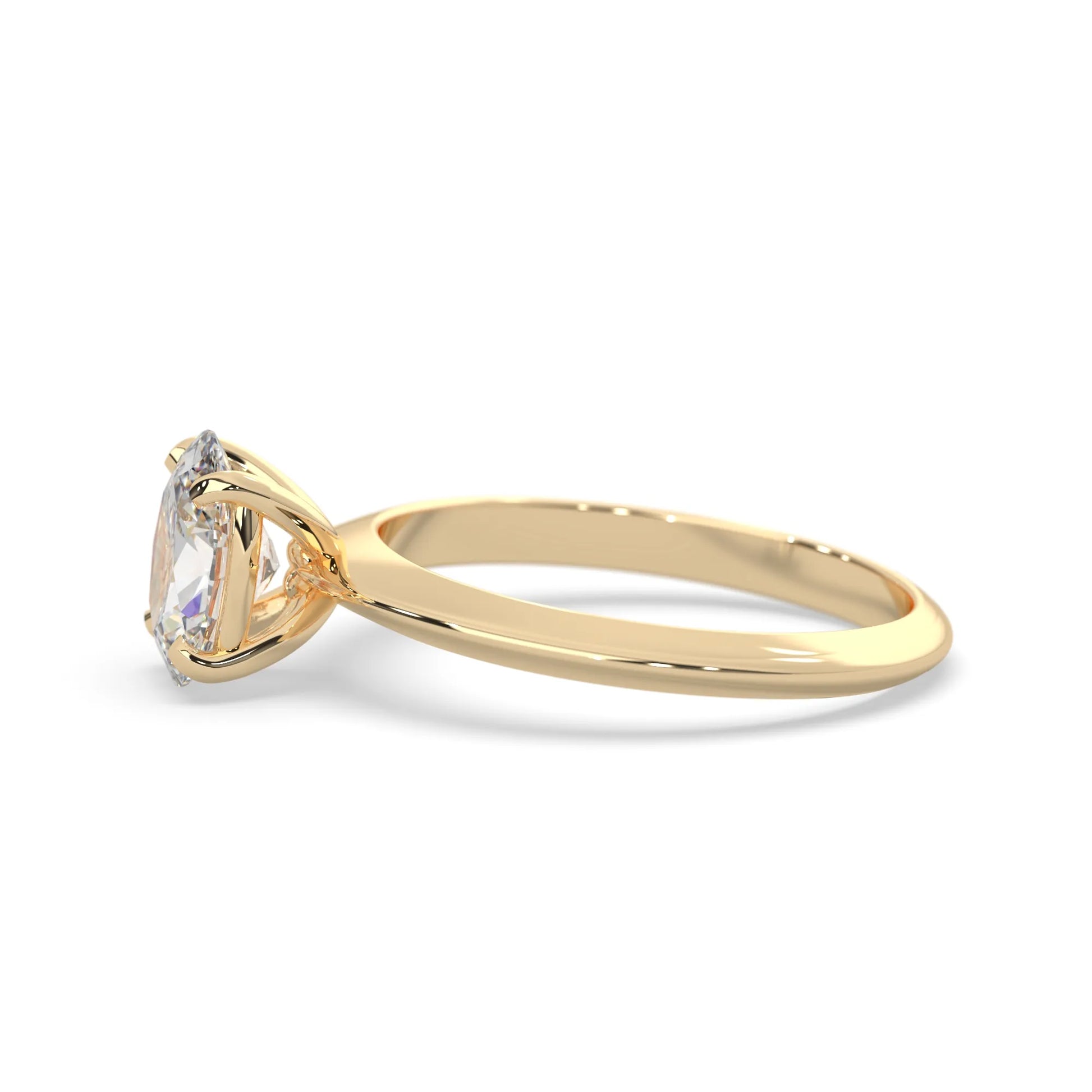 yellow-Gold ring with a diamond on a white background
