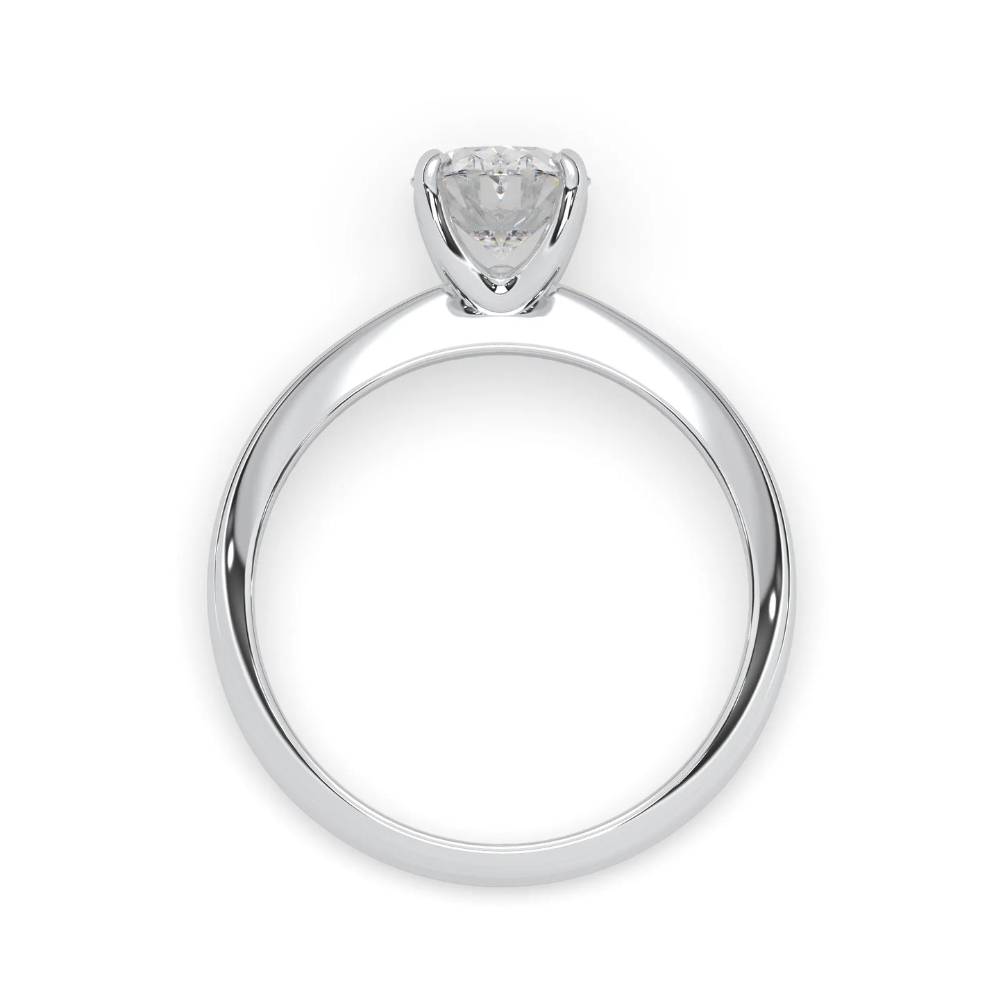 white-gold Silver ring with a clear gemstone on a white background
