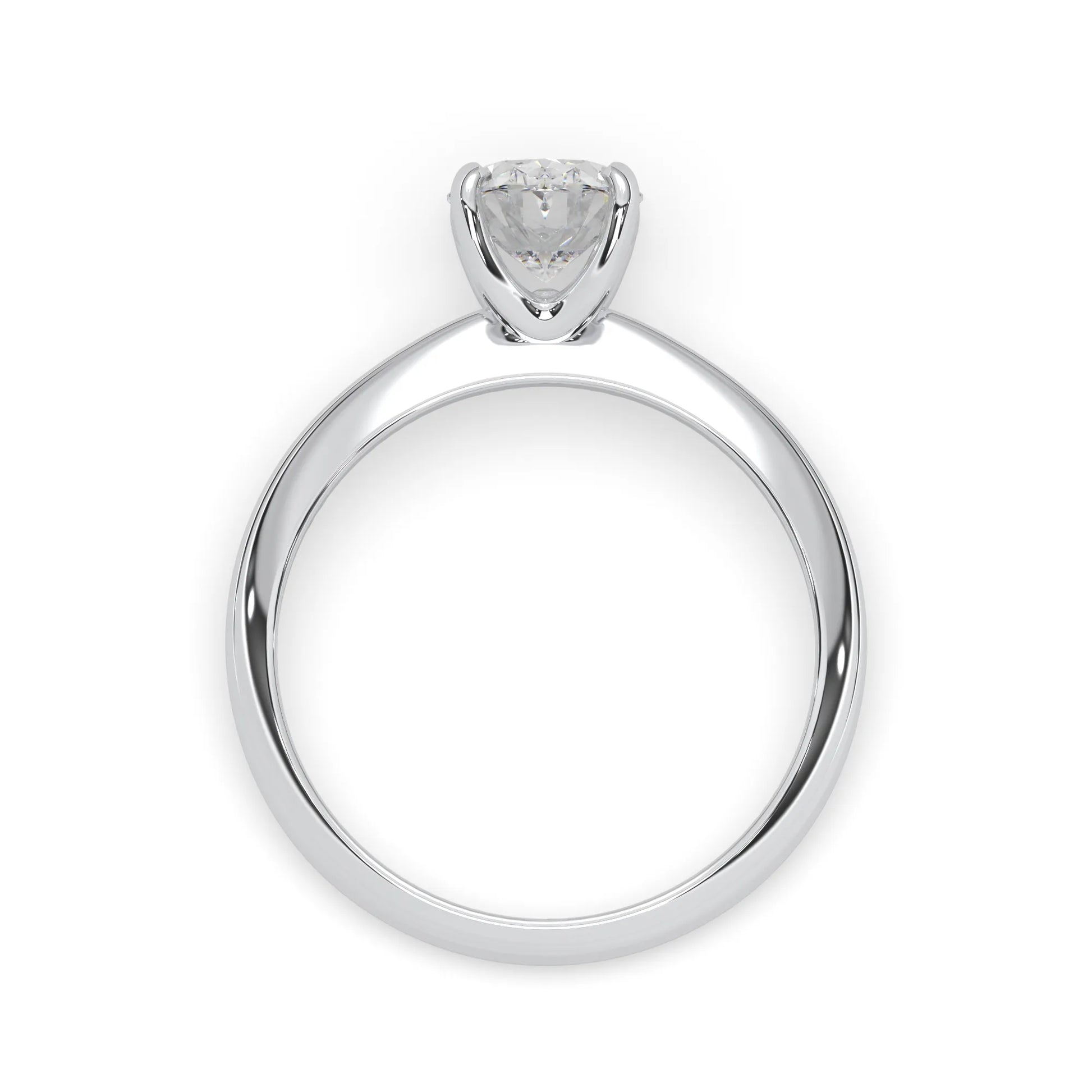 white-gold Silver ring with a clear gemstone on a white background