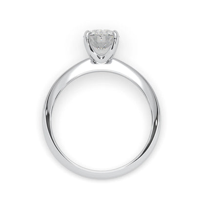 white-gold Silver ring with a clear gemstone on a white background