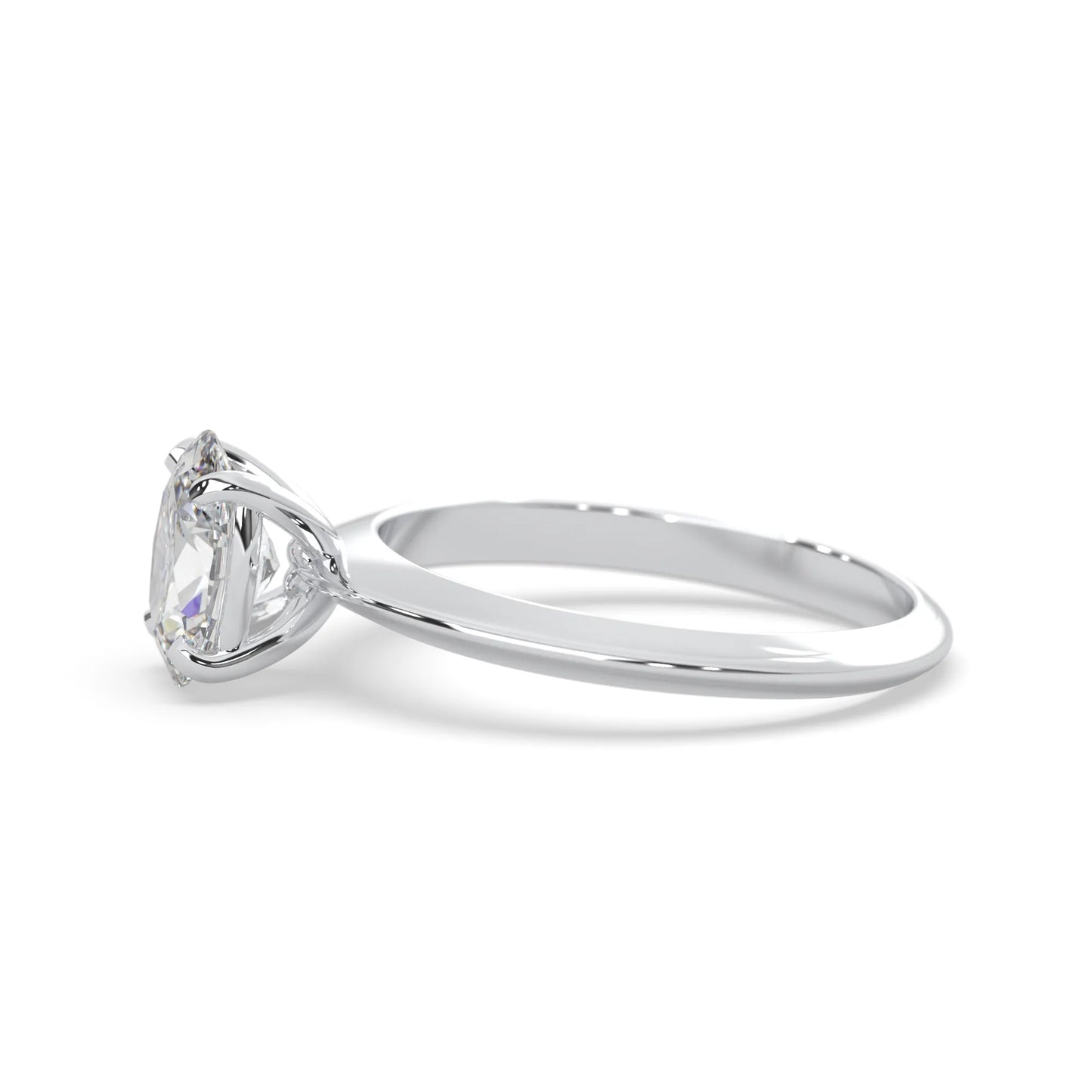 White-gold 
Diamond ring with a clear gemstone on a white background