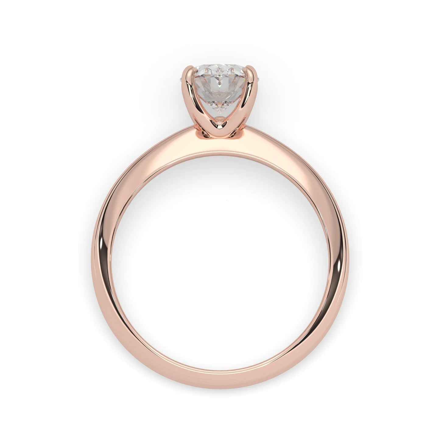 Rose-gold ring with a diamond on a white background