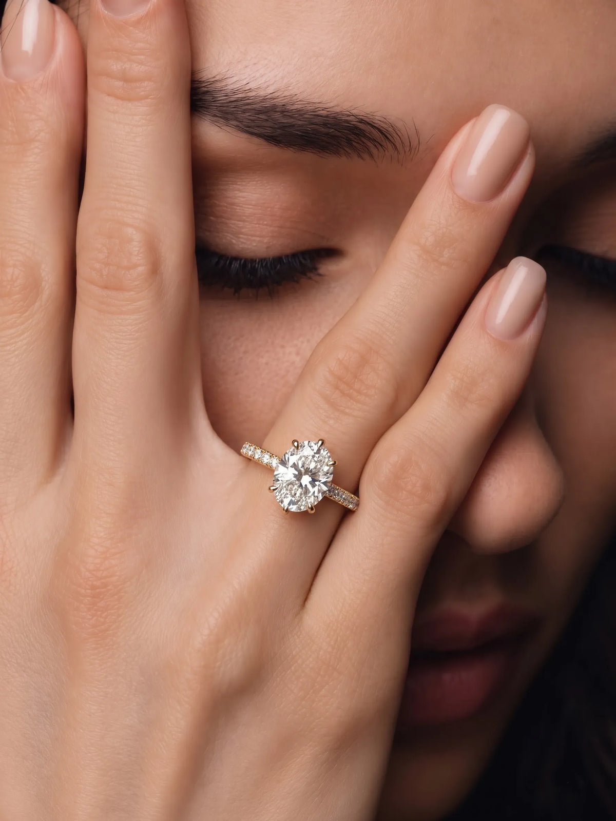 2.5 Carat Oval Hidden Halo Pavé Lab Grown Diamond Engagement Ring