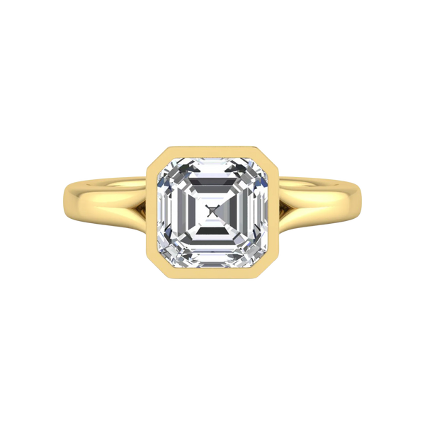 Asscher Cut Bezel Solitaire Engagement Ring with Split Shank
