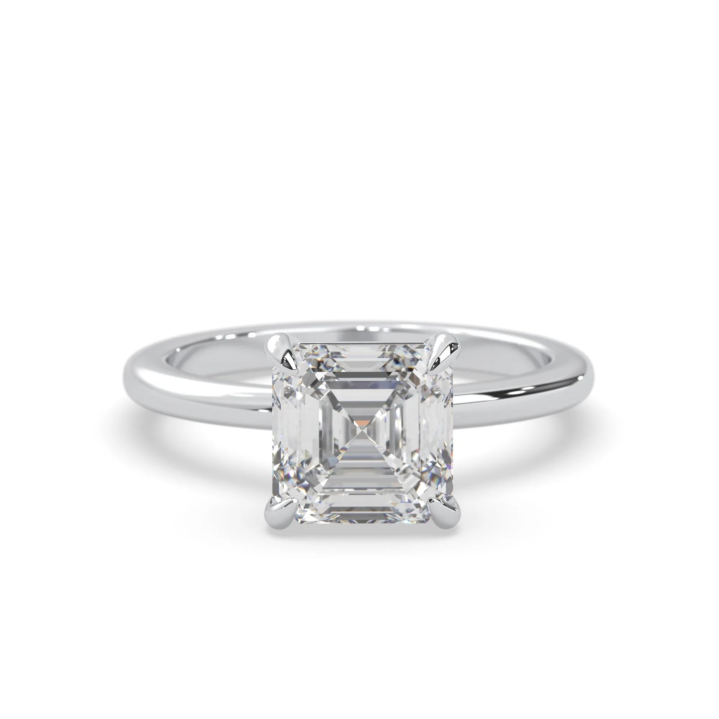 Asscher Cut Solitaire Lab Grown Diamond Engagement Ring