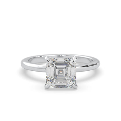 Asscher Cut Solitaire Lab Grown Diamond Engagement Ring