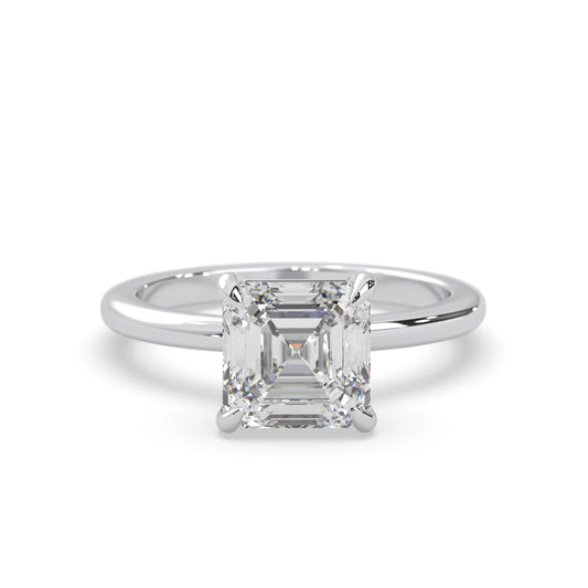 Asscher Cut Solitaire Lab Grown Diamond Engagement Ring