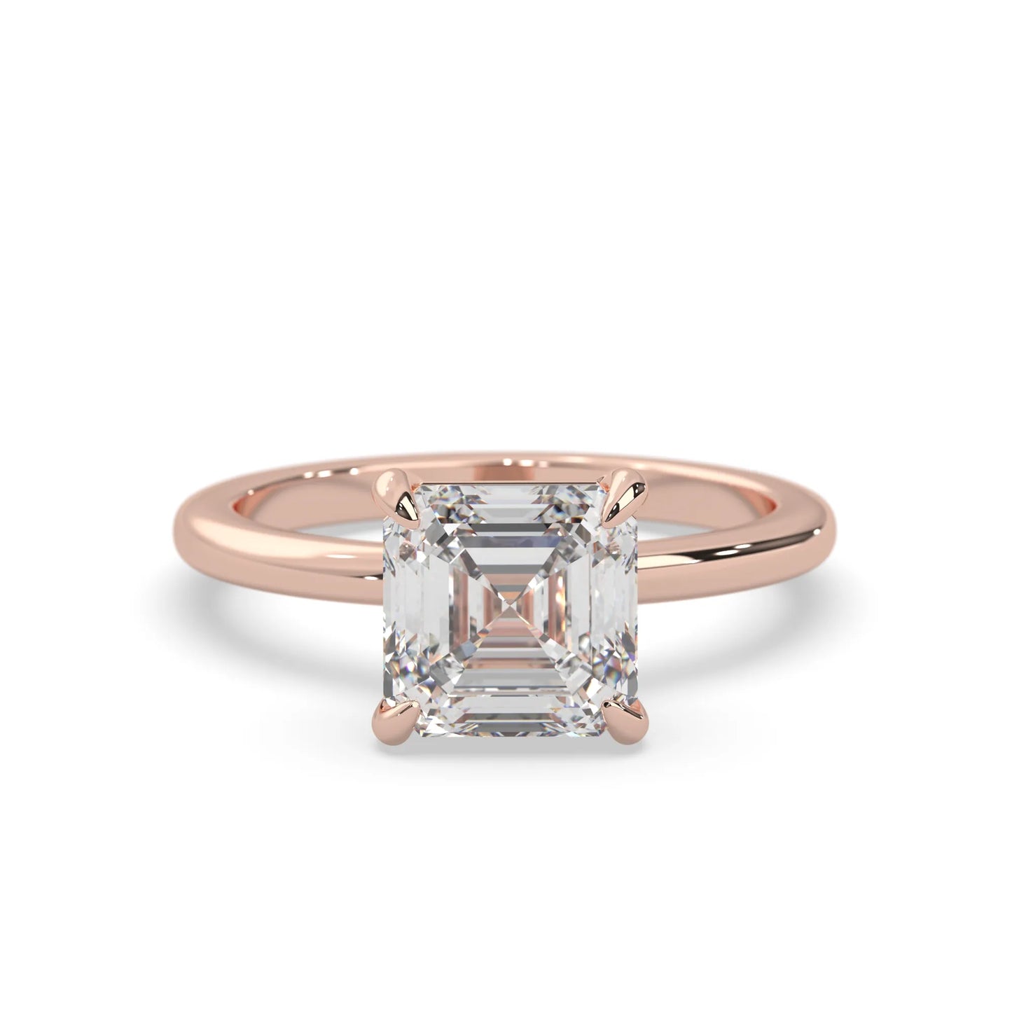 Asscher Cut Solitaire Lab Grown Diamond Engagement Ring
