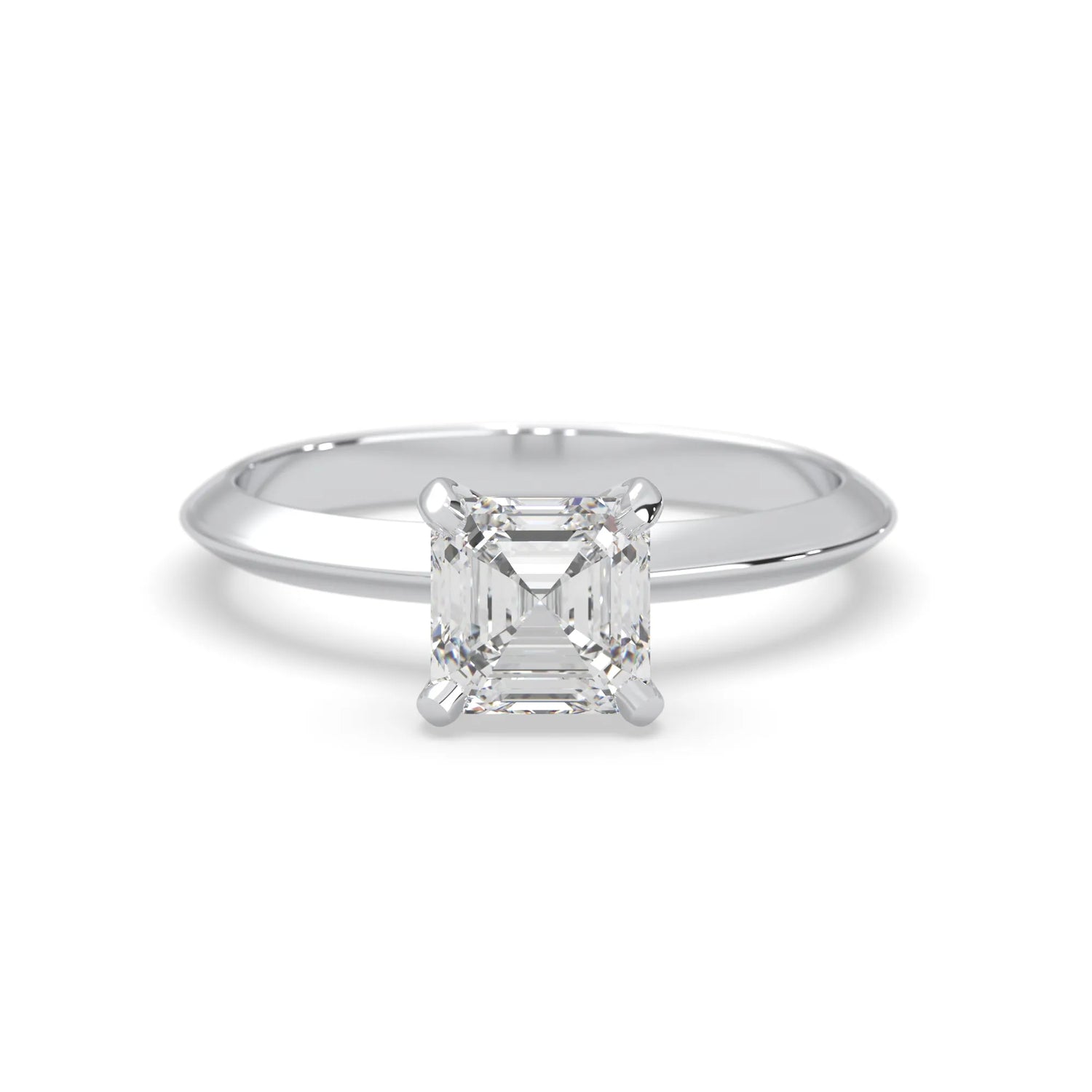 white-gold ring with a diamond on a white background