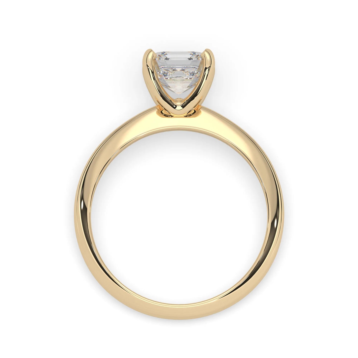yellow-Gold ring with a diamond on a white background