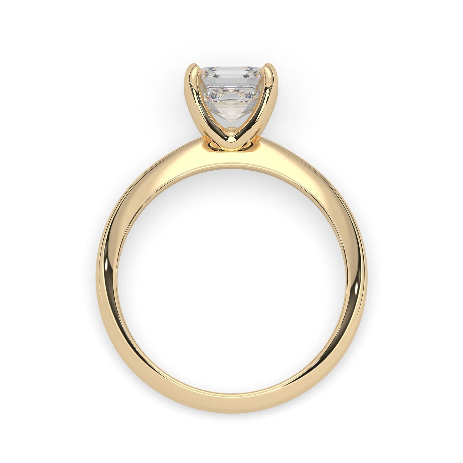 yellow-Gold ring with a diamond on a white background