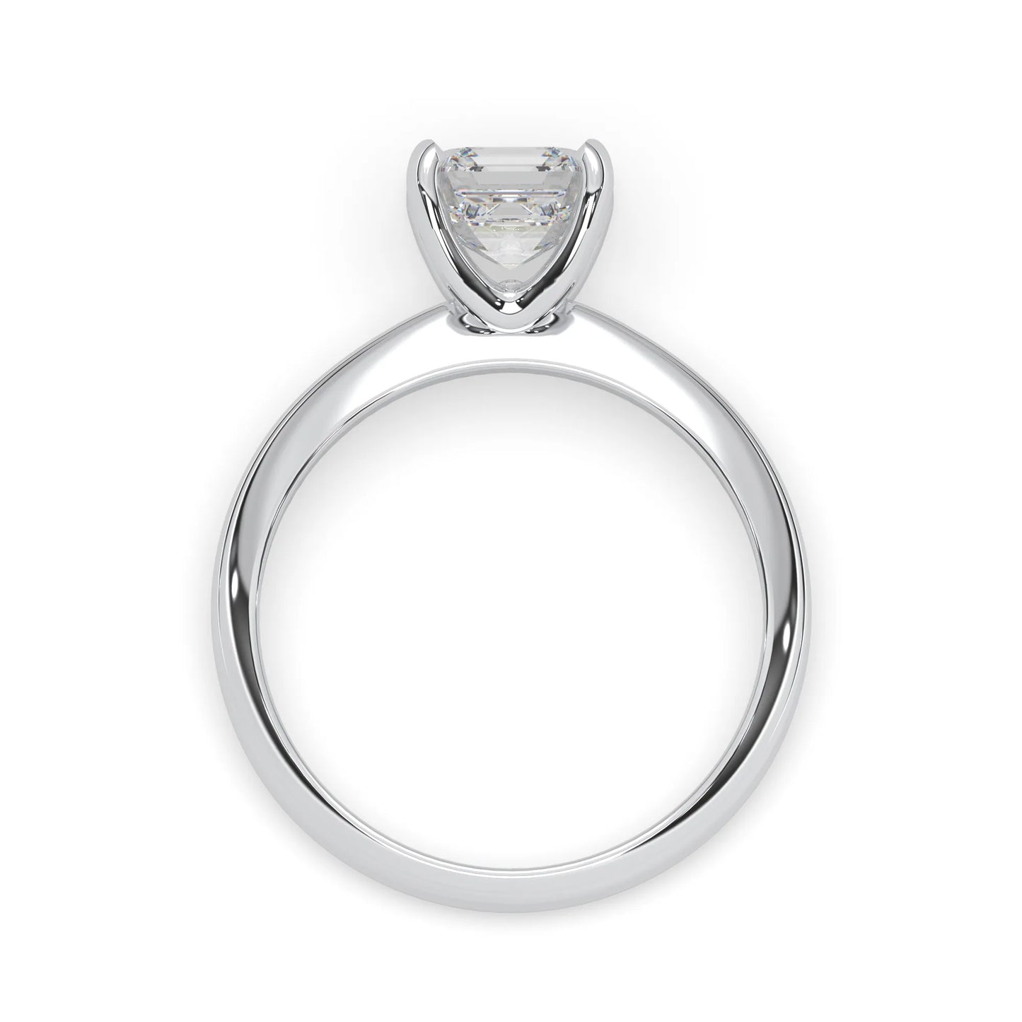 white-gold  ring with a diamond on a white background