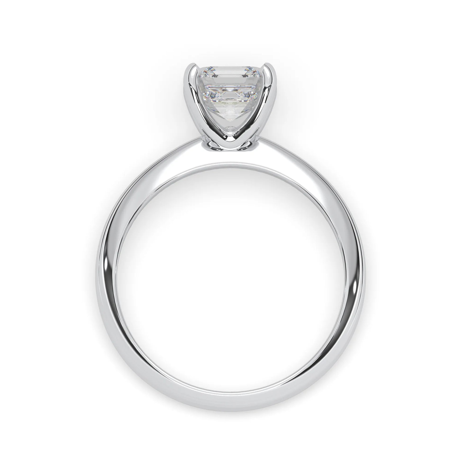 white-gold  ring with a diamond on a white background
