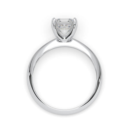 white-gold  ring with a diamond on a white background