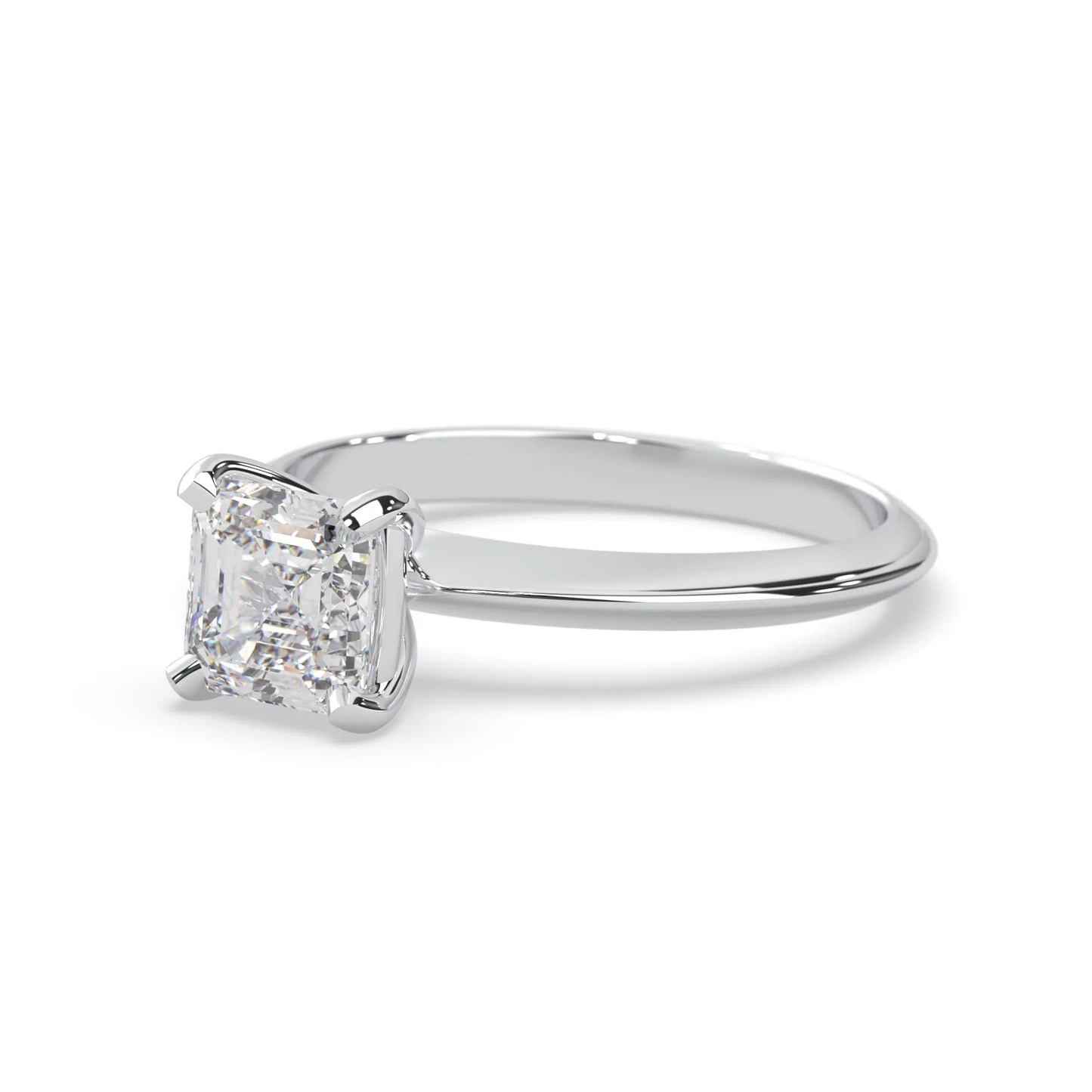 white-gold Diamond ring with a white gold band on a light gray background