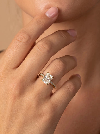 2.5 Carat Radiant Cut Hidden Halo Lab Grown Diamond Engagement Ring