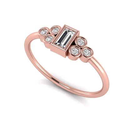 Baguette Cut Lab Grown Diamond Bezel Accent Ring