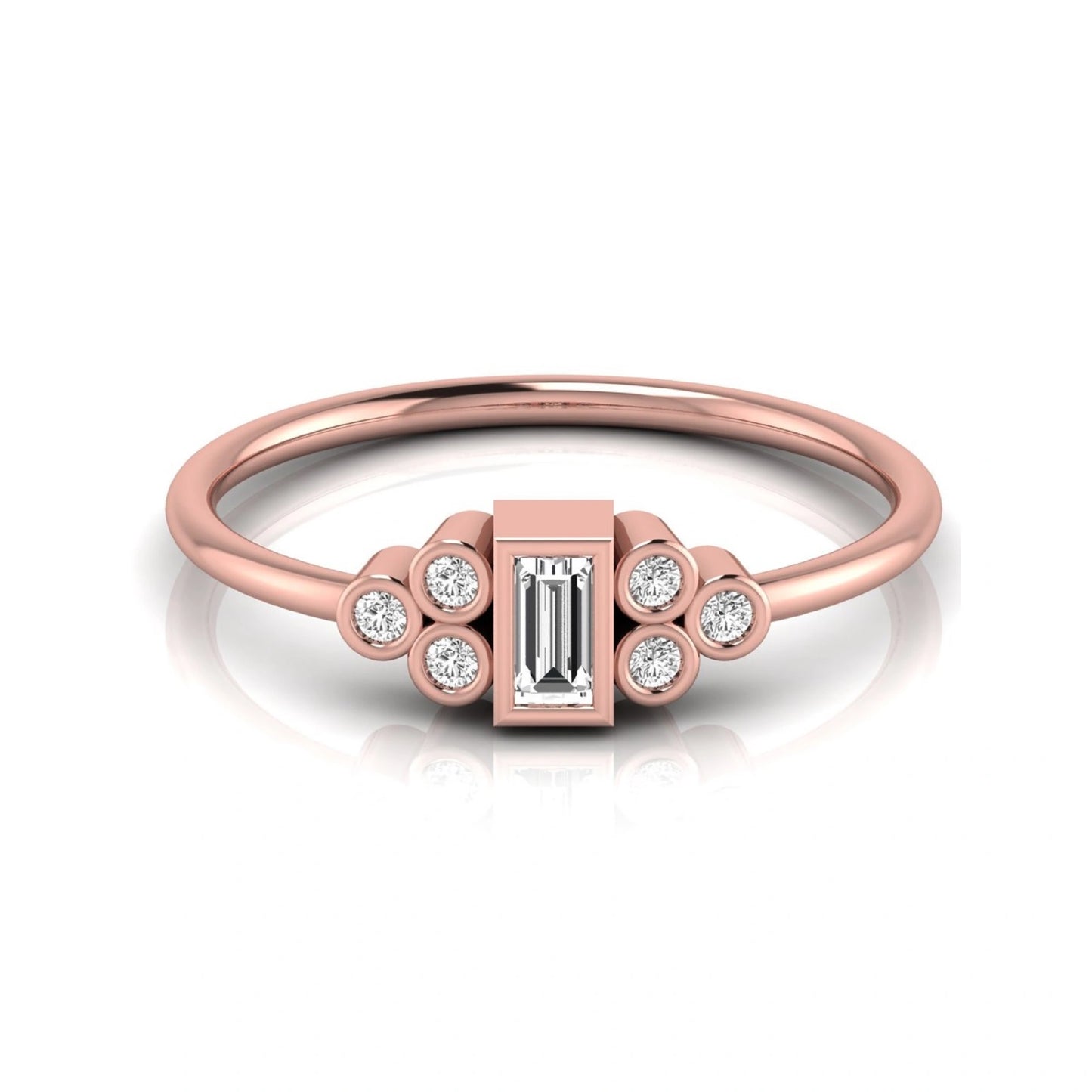 Baguette Cut Lab Grown Diamond Bezel Accent Ring