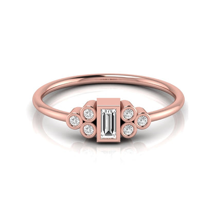 Baguette Cut Lab Grown Diamond Bezel Accent Ring