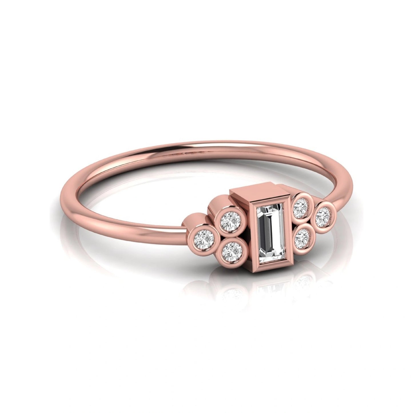 Baguette Cut Lab Grown Diamond Bezel Accent Ring