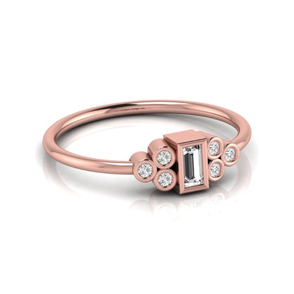 Baguette Cut Lab Grown Diamond Bezel Accent Ring