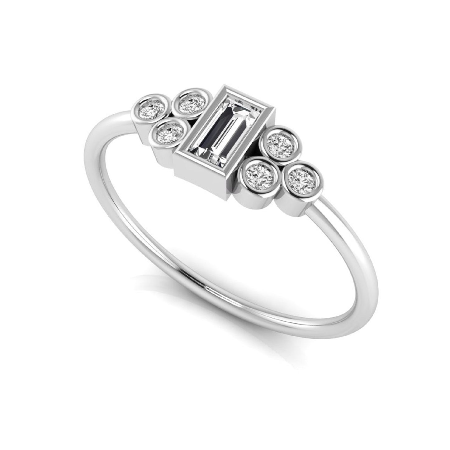 Baguette Cut Lab Grown Diamond Bezel Accent Ring