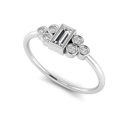 Baguette Cut Lab Grown Diamond Bezel Accent Ring