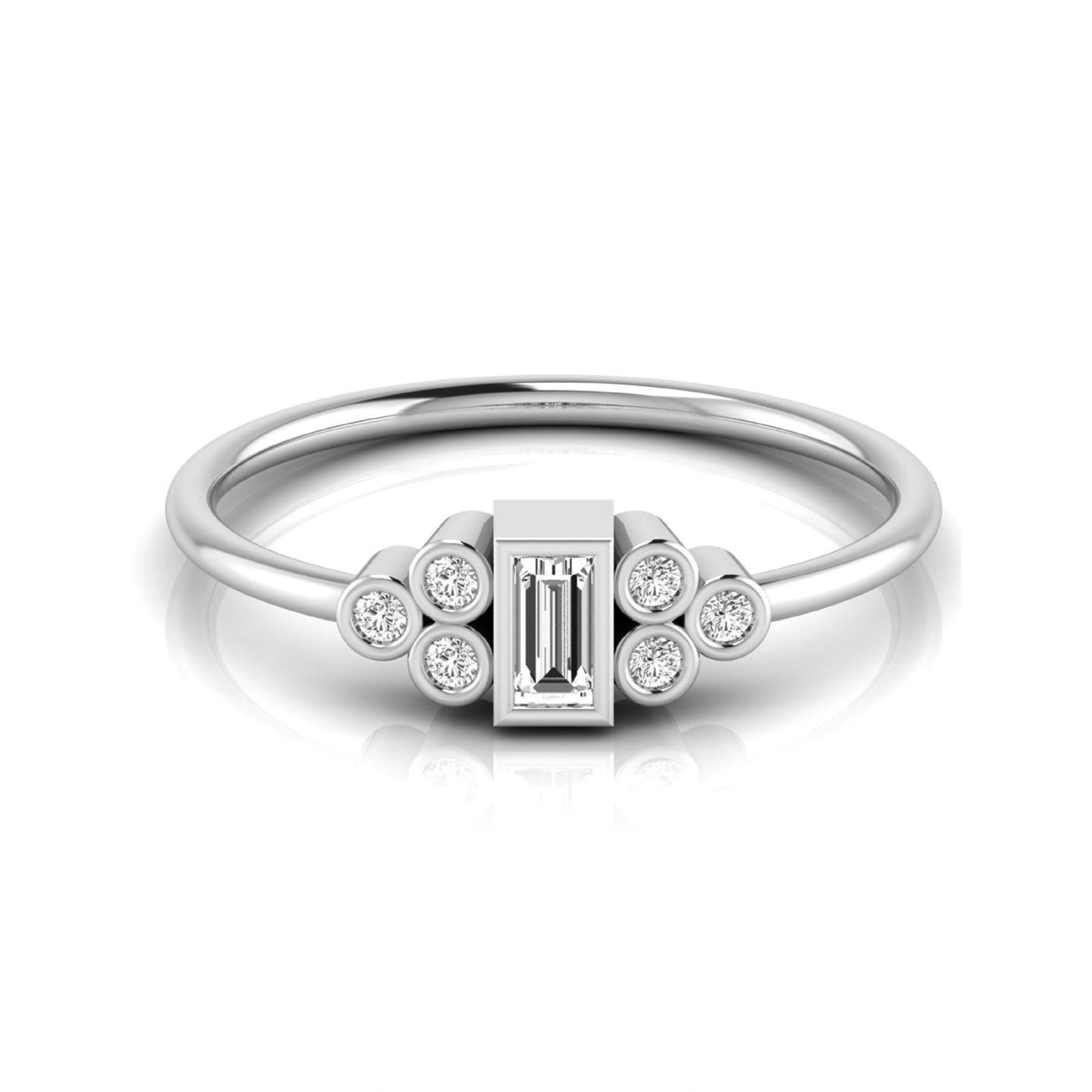 Baguette Cut Lab Grown Diamond Bezel Accent Ring