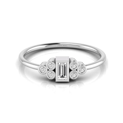 Baguette Cut Lab Grown Diamond Bezel Accent Ring