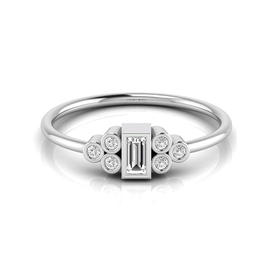 Baguette Cut Lab Grown Diamond Bezel Accent Ring