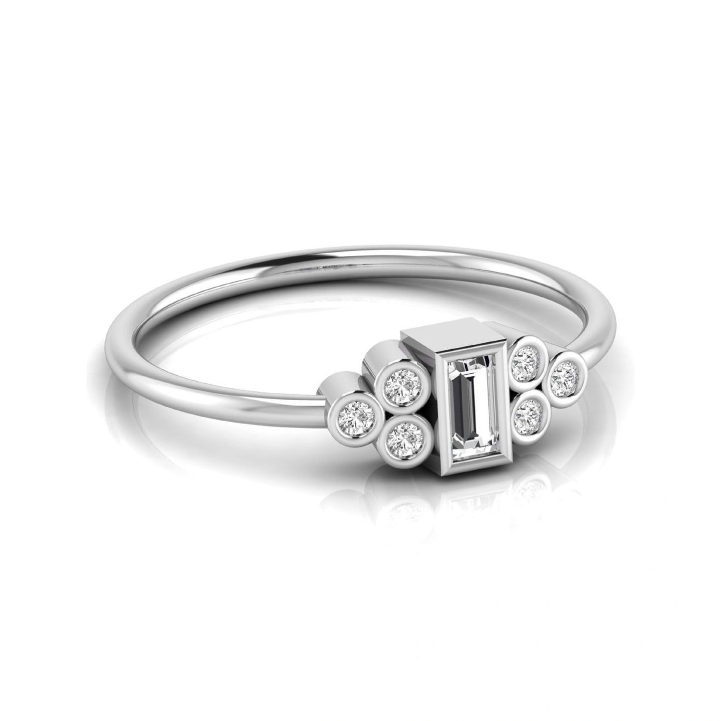 Baguette Cut Lab Grown Diamond Bezel Accent Ring