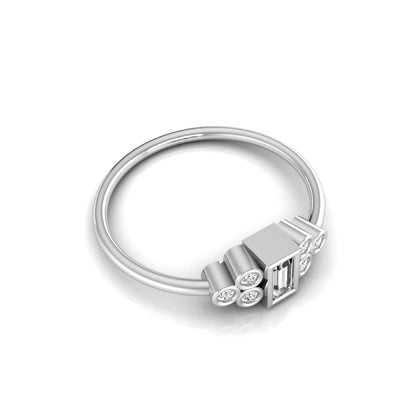 Baguette Cut Lab Grown Diamond Bezel Accent Ring