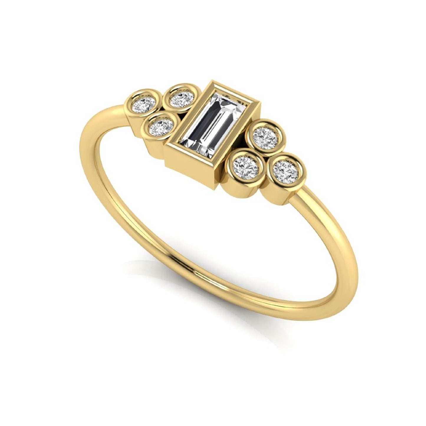 Baguette Cut Lab Grown Diamond Bezel Accent Ring