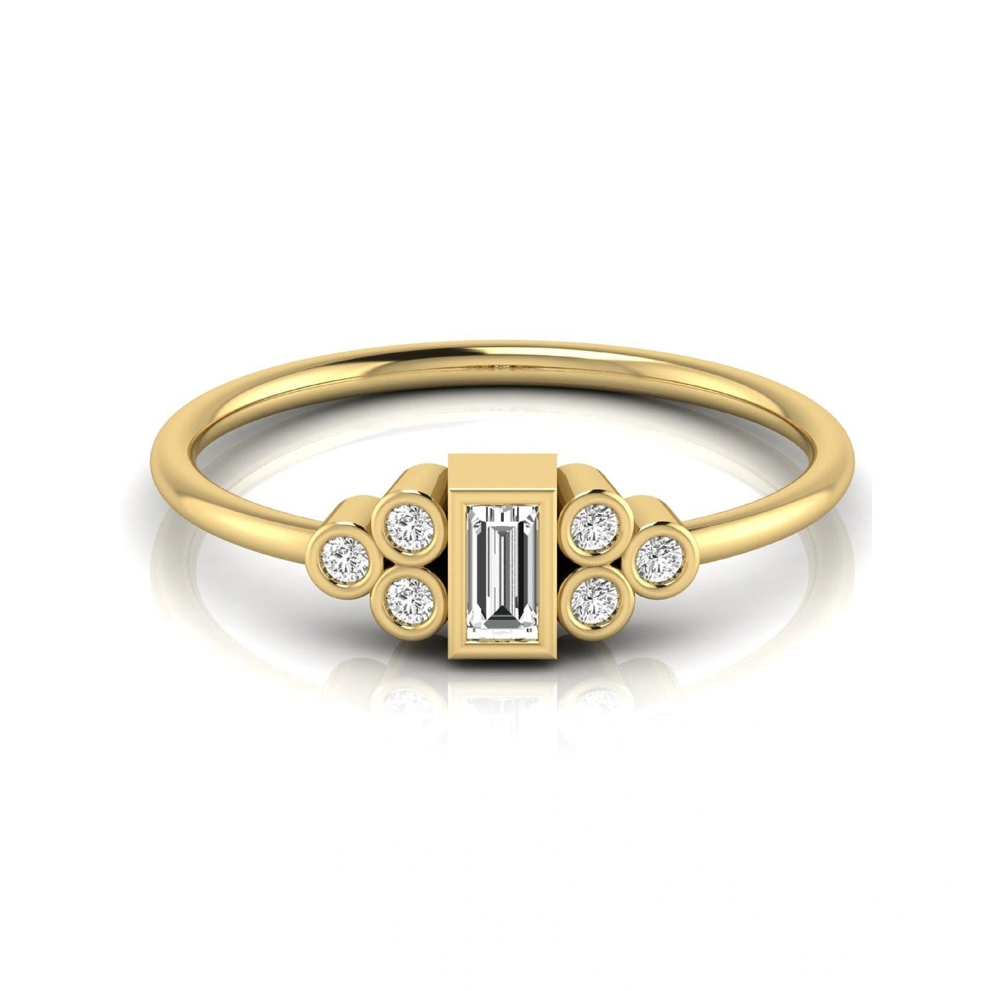 Baguette Cut Lab Grown Diamond Bezel Accent Ring