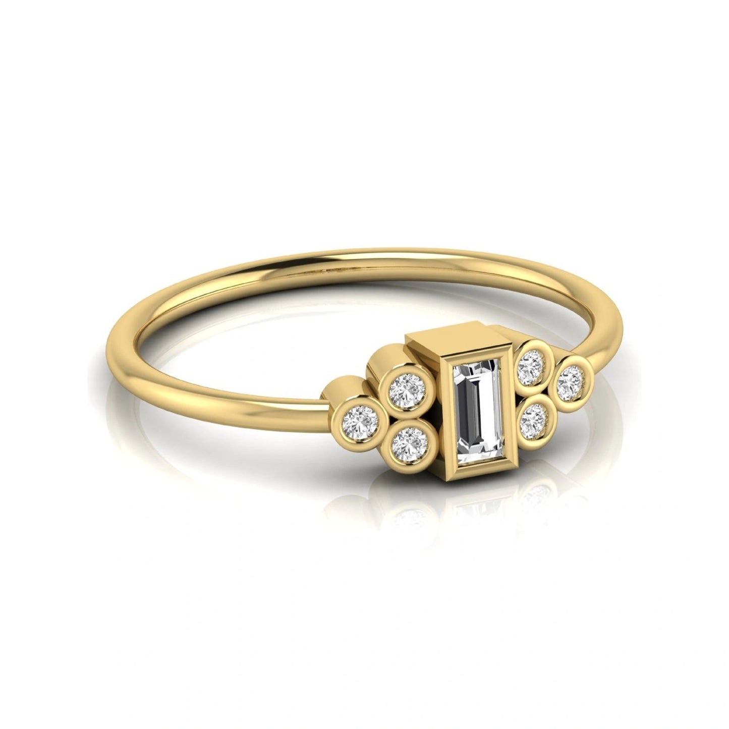 Baguette Cut Lab Grown Diamond Bezel Accent Ring