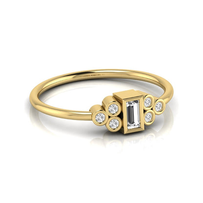 Baguette Cut Lab Grown Diamond Bezel Accent Ring