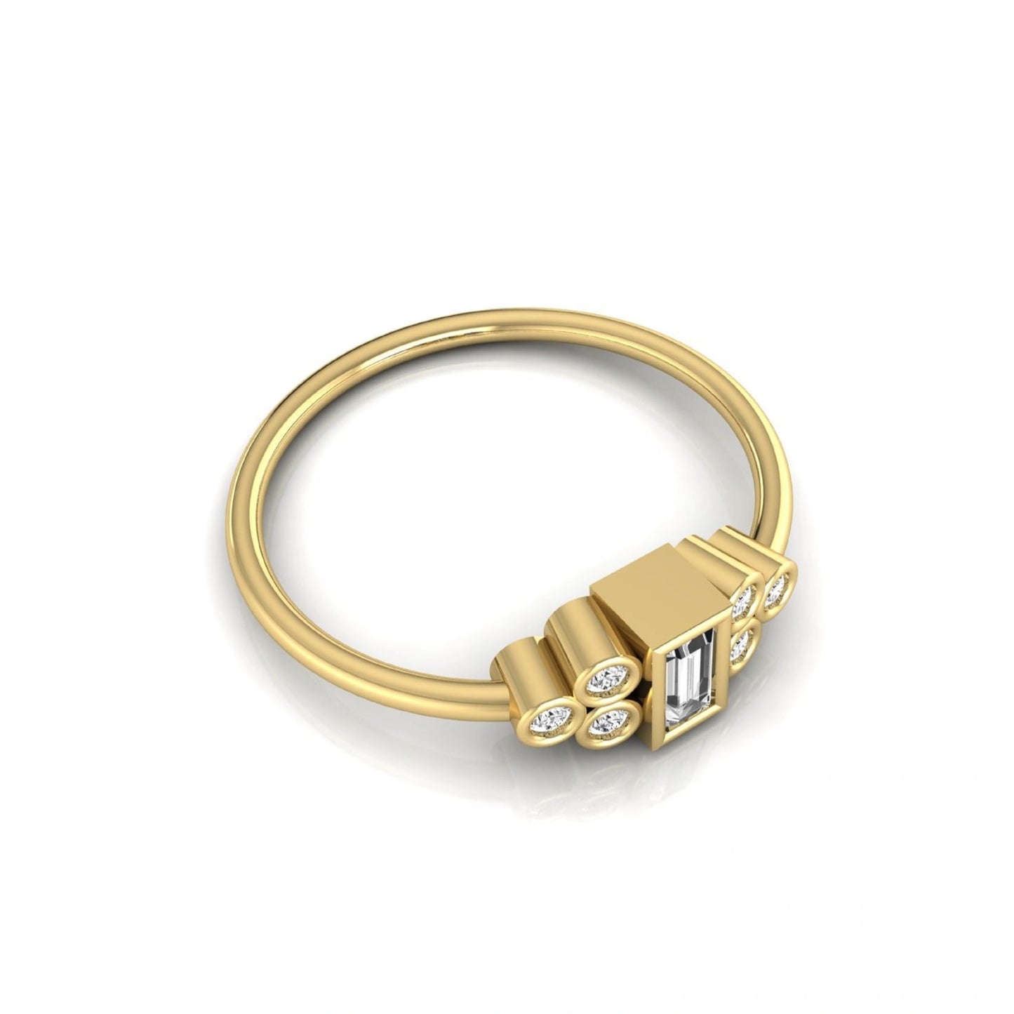 Baguette Cut Lab Grown Diamond Bezel Accent Ring