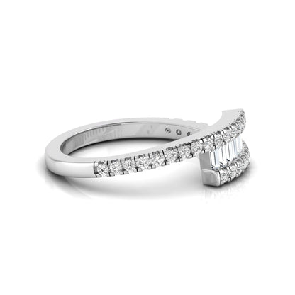 Channel Set Baguette & Round Pave Lab Grown Diamond Bypass Engagement Ring