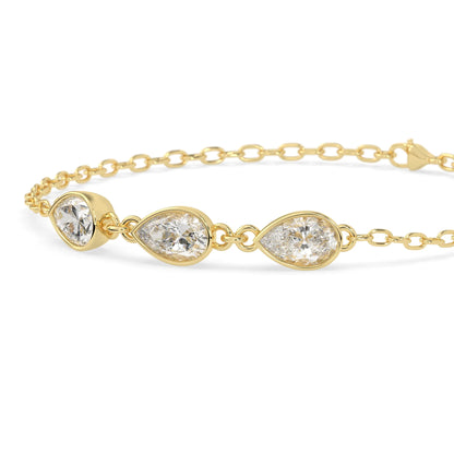 1.30 Carat Bezel Set Pear Three Stone Lab Grown Diamond Chain Bracelet