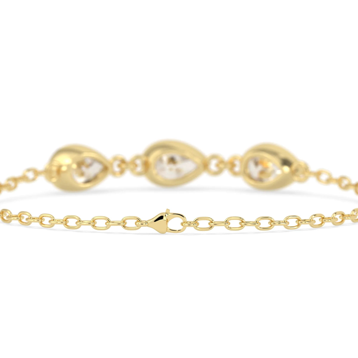 1.30 Carat Bezel Set Pear Three Stone Lab Grown Diamond Chain Bracelet