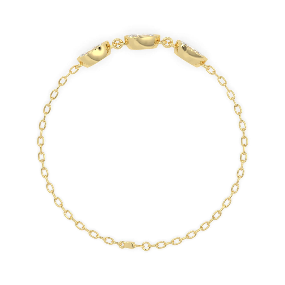 1.30 Carat Bezel Set Pear Three Stone Lab Grown Diamond Chain Bracelet