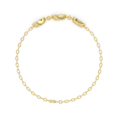 1.30 Carat Bezel Set Pear Three Stone Lab Grown Diamond Chain Bracelet