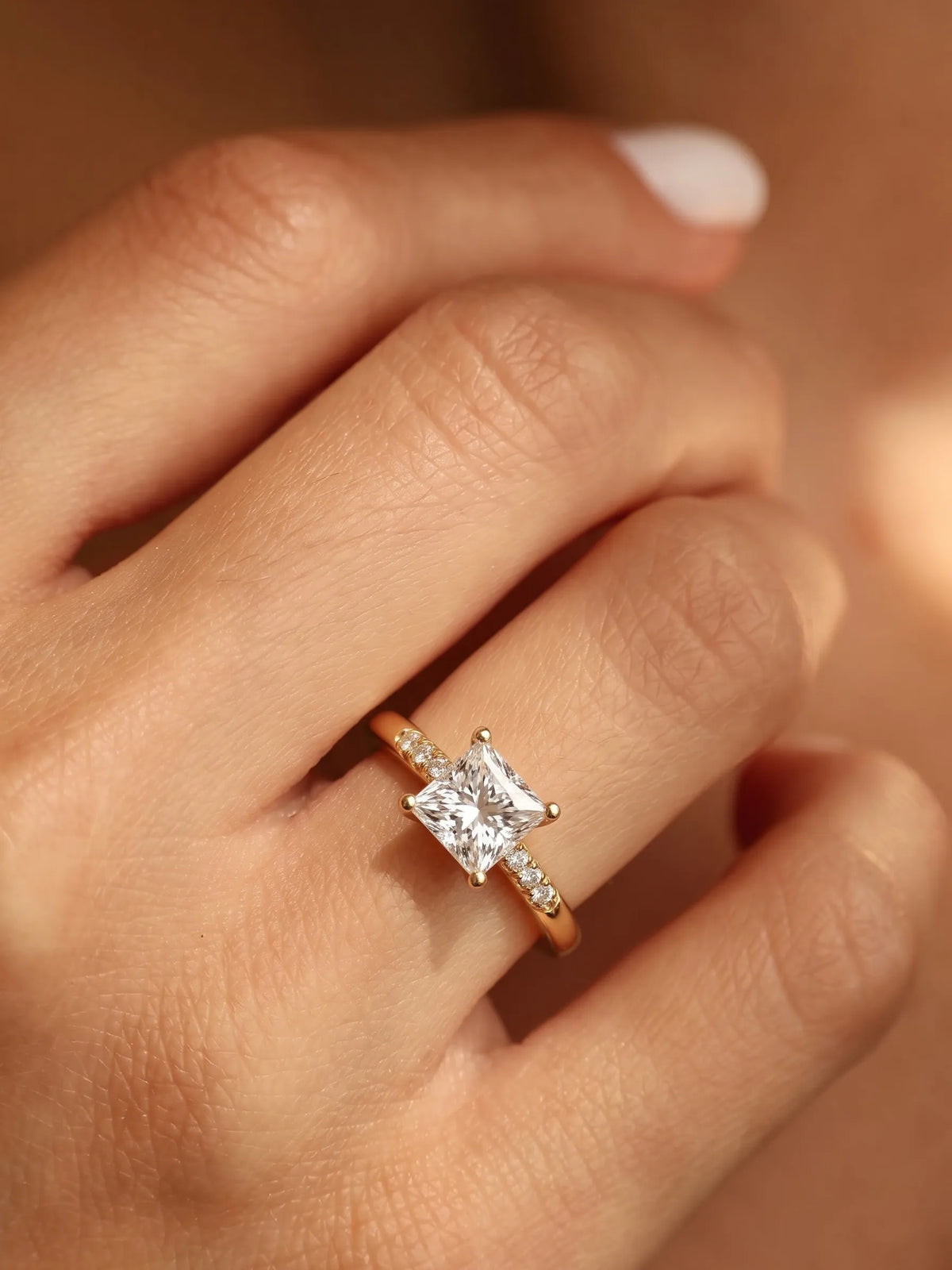 4 Carat Princess Cut Lab Grown Diamond Vintage Solitaire Engagement Ring