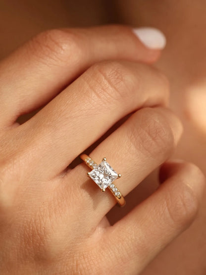 4 Carat Princess Cut Lab Grown Diamond Vintage Solitaire Engagement Ring