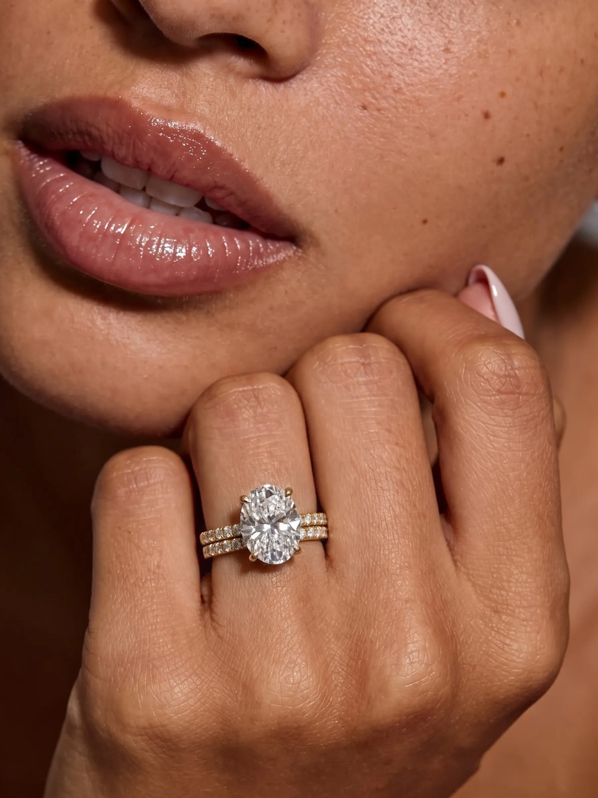 4 Carat Oval Cut Lab Grown Diamond Wedding Bridal Ring Set