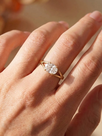 2 Carat Oval Split Shank Lab Grown Diamond Engagement Ring