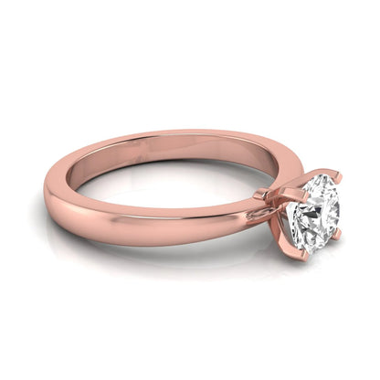 Classic round lab grown diamond solitaire engagement ring featuring a 0.68 carat IGI certified round cut diamond in a timeless four-prong rose gold setting.