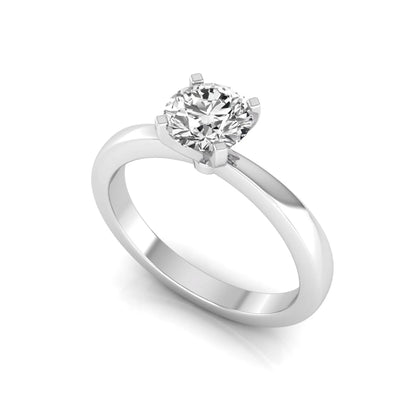 Classic round lab grown diamond solitaire engagement ring featuring a 0.68 carat IGI certified round cut diamond in a timeless four-prong white gold setting.